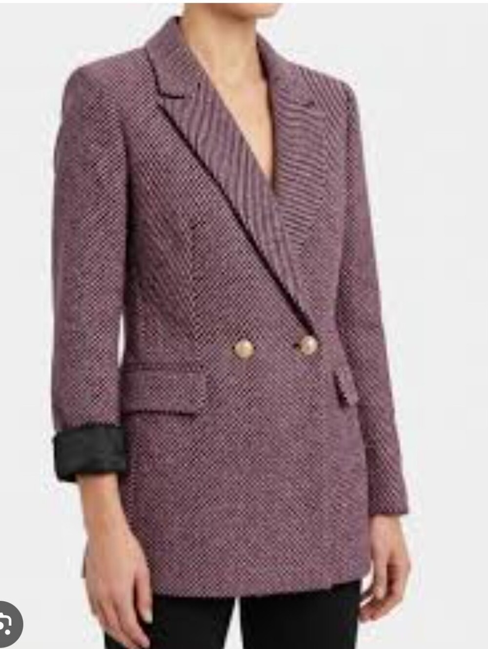 Rachel Zoe Blazer Nwt Size SmalWomens Double-Breasted Purple Tweed Blazer Jacket